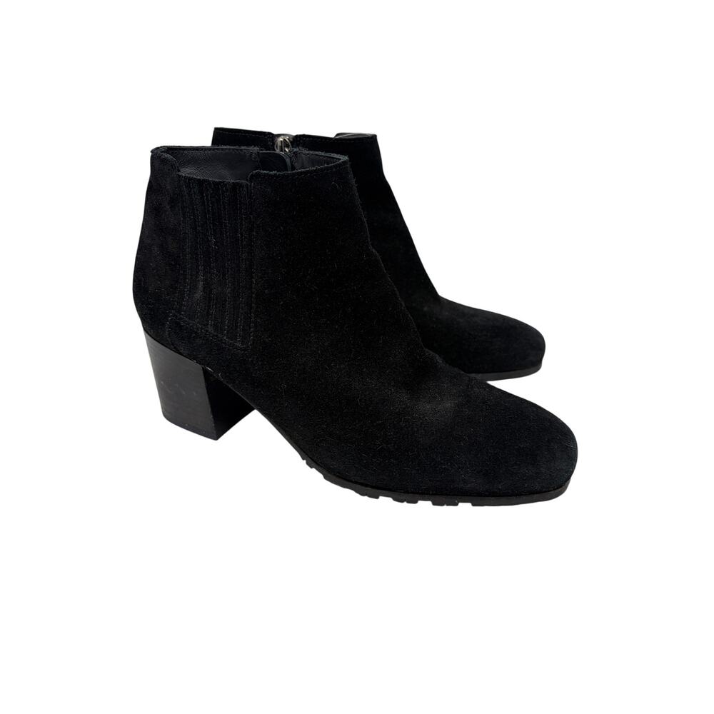 Aquatalia women's ankle boots 8 suede black block heel